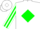 Silk - White, green diamond, green diamond stripe on sleeves