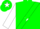 Silk - Green, green stars on white sash, green star stripe on white sleeves