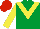 Silk - Emerald Green, Yellow chevron and sleeves, Red cap