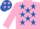 Silk - Pink, Royal Blue stars, Pink sleeves, Royal Blue cap, Pink stars