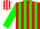 Silk - Red, white and green 's', white and green stripes on sleeves