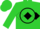 Silk - Lime green, black circle, black b, black diamond hoop on sleeves