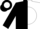 Silk - Black and white diagonal halves, black 'p' in white disc front and back, black bars on white sleeve, white bars on black