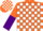 Silk - Orange and white blocks, orange and purple halved sleeves