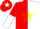 Silk - Red and white vertical halves, yellow star, yellow star on red and white halved sleeves