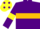 Silk - Purple, Gold hoop, yellow armlets, Yellow cap, Purple spots