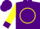 Silk - Purple, yellow circle 's' on back, purple cuffs on yellow sleeves
