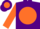Silk - Purple, aqua 'e' emblem on neon orange disc, neon orange sleeves