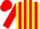Silk - Yellow, red braces and 'mt', red stripes on sleeves, red cap