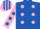 Silk - Royal blue, pink spots, pink sleeves, royal blue spots, royal blue & pink striped cap