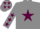 Silk - Grey, Maroon star, Grey sleeves, Maroon stars and stars on cap