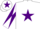 Silk - White, Purple star, diabolo on sleeves and star on cap