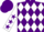 Silk - Purple and White diamonds, White sleeves, Purple stars, Purple cap
