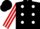 Silk - Black, red framed 'tv' on red framed white spots , red framed white dot stripe on sleeves