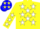 Silk - Yellow, blue framed white stars on red crossed sashes