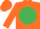 Silk - Orange, emerald green disc, Orange Sleeves And Cap