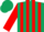 Silk - Dark green, red stripes on sleeves, Dark Green cap