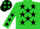 Silk - Lime green, black stars