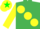 Silk - Emerald green, large yellow spots and sleeves, yellow cap, green star