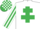 Silk - White, Emerald Green Cross of Lorraine, striped sleeves, check cap