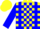 Silk - Yellow, blue 'rio', blue braces, blue blocks on sleeves, yellow cap