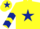 Silk - Yellow, dark blue star, chevrons on sleeves, yellow cap, dark blue star
