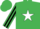 Silk - Emerald green, white star, emerald green and black striped sleeves, Emerald Green cap