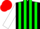 Silk - Black, white 'o', green stripes on white sleeves, red cap