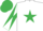 Silk - White, Emerald Green Star, Diabolo On Sleeves, emerald green Cap
