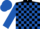 Silk - Black, white 'rc' on royal blue block, white and royal blue belt, white and royal blue blocks on sleeves, royal blue cap