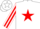 Silk - White, white 't' on red star, red star stripe on sleeves