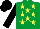 Silk - Emerald green, yellow stars, black sleeves and cap