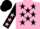 Silk - Pink, black stars, black sleeves, pink stars, black cap