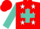 Silk - Red, white stars on turquoise cross belts, turquoise sleeves