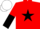 Silk - RED, black star, halved sleeves, white cap