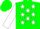 Silk - Green,white stars,white 'wrp' on sleeves, green cap