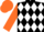 Silk - Black and white diamonds, orange sleeves, orange cap