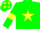Silk - Green body, yellow star, green arms, yellow armlets, green cap, yellow stars