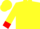 Silk - Flourescent  yellow, red cicled 'mb', red cuffs
