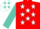 Silk - Red, white stars on turquoise crossed sashes, white stars on turquoise sleeves
