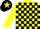Silk - Yellow & black check, yellow sleeves, black cap, yellow star