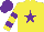 Silk - Yellow, purple star, hooped sleeves, purple cap