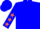 Silk - Neon blue, purple 'dd'; orange belt, orange stars on sleeves