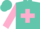 Silk - Turquoise, turquoise 'cmt' on pink cross and pink sleeves