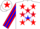 Silk - White, blue and red stars, white 'm/l' on blue star, red and blue star stripe on sleeves