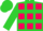 Silk - Lime green, hot pink squares, lime green 'rj'