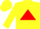 Silk - Yellow, yellow 'km' on red triangle