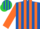 Silk - Royal blue, lime and orange stripes, lime and orange bands on sleeves