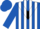 Silk - Royal blue and white vertical stripes, royal blue '1' on black chevron