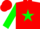 Silk - Red, gold crown on green star, gold crown on green sleeves